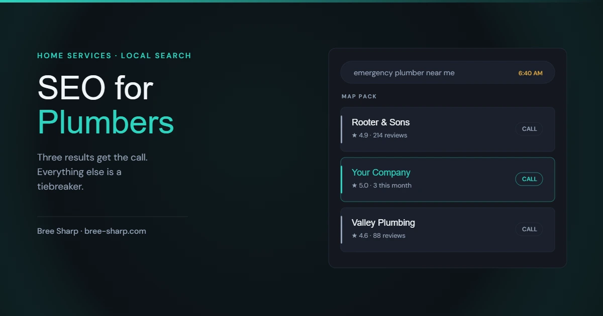 SEO for plumbers: an emergency search resolving into a map pack result